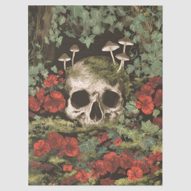 Papel De Seda Calavera de Decoupage de Bosque Gótico (Anverso)