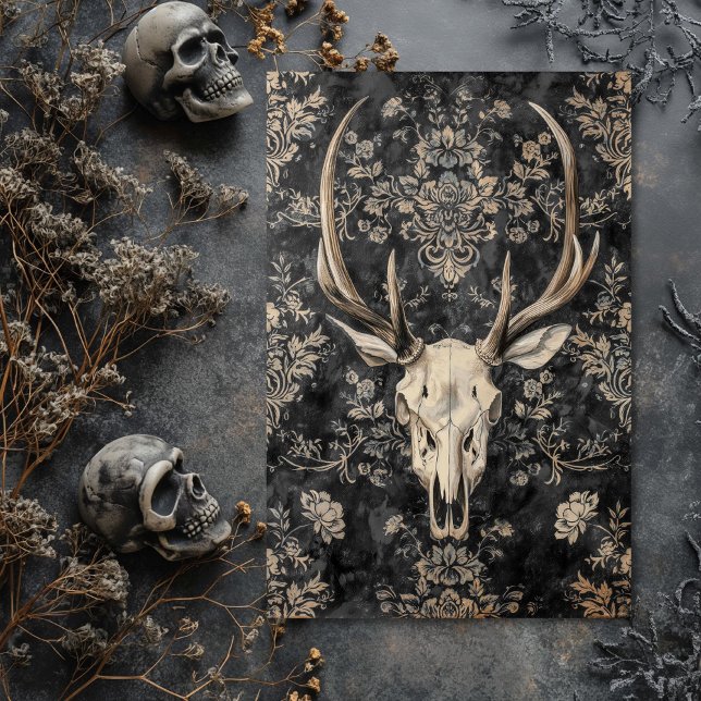 Papel De Seda Calavera de esqueleto gótico vintage decoupage  (Subido por el creador)