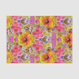 Papel De Seda Calavera de flores 4 - Tropical