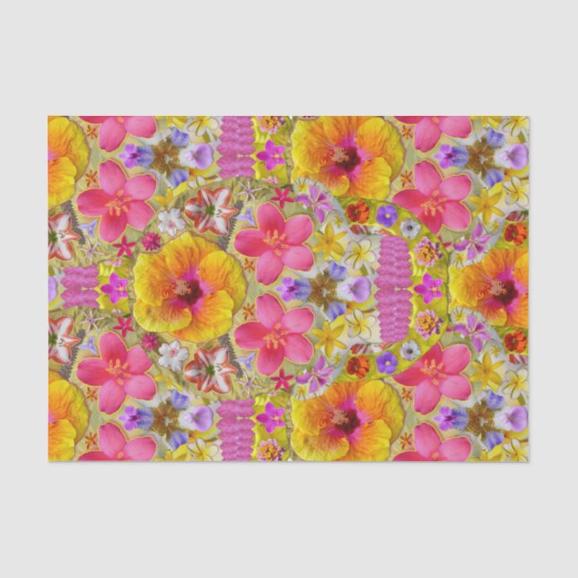 Papel De Seda Calavera de flores 4 - Tropical (Anverso)