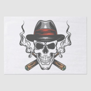 Papel De Seda Calavera de gánster con sombrero fedora