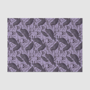 Papel De Seda Calavera de gótico y raven en morado, medianoche m