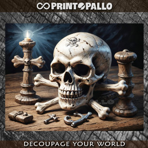Papel De Seda Calavera de Jolly Rogers y huesos sobre el escrito