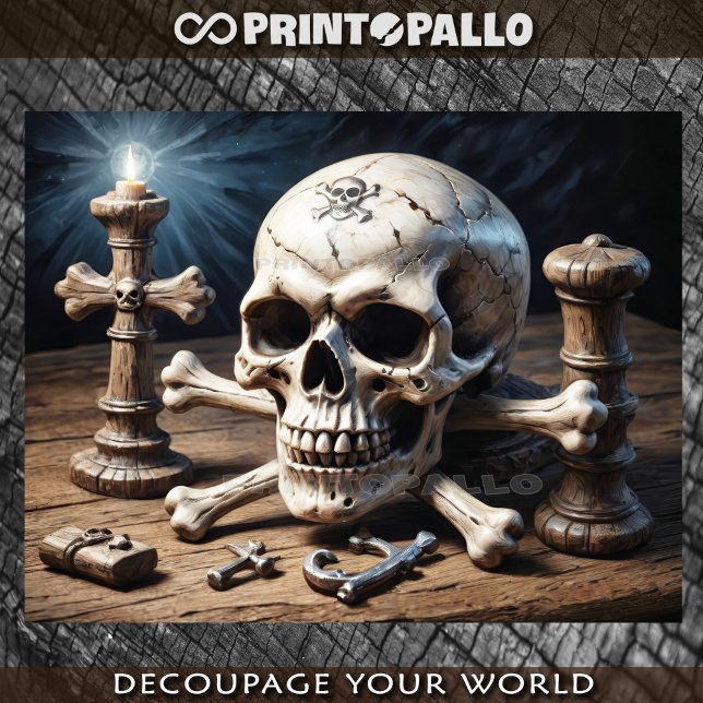 Papel De Seda Calavera de Jolly Rogers y huesos sobre el escrito (Subido por el creador)