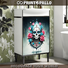 Papel De Seda Calavera de Santa Muerte en flores