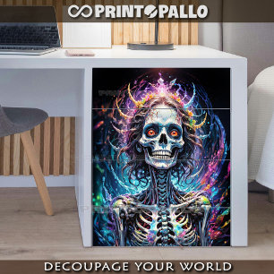 Papel De Seda Calavera de tinta salpicada en un mundo de colores