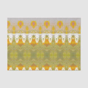 Papel De Seda Calavera de toro con patrón floral verde amarillo