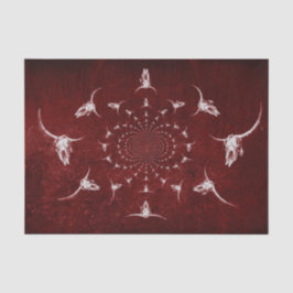 Papel De Seda Calavera de toro con textura de borgoña vintage oc