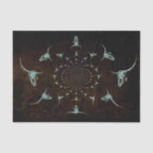 Calavera de toro con textura de té verde marrón os