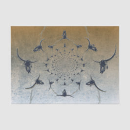 Papel De Seda Calavera de toro con textura dorada y negra al est