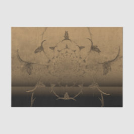 Papel De Seda Calavera de toro con textura sepia marrón metálica