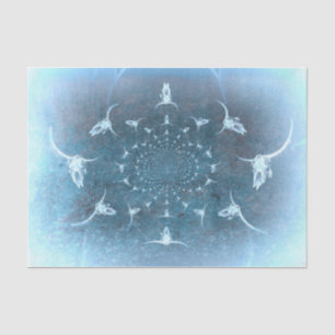 Papel De Seda Calavera de toro de textura azul rugiana occidenta