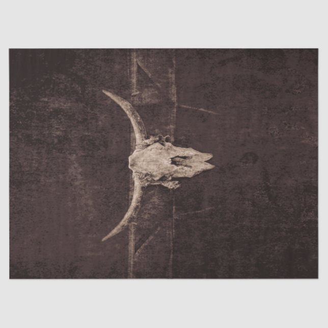 Papel De Seda Calavera de toro País occidental Marrón Viejo Rúst (Anverso)