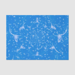 Papel De Seda Calavera de vaca abstracta con brillo azul femenin