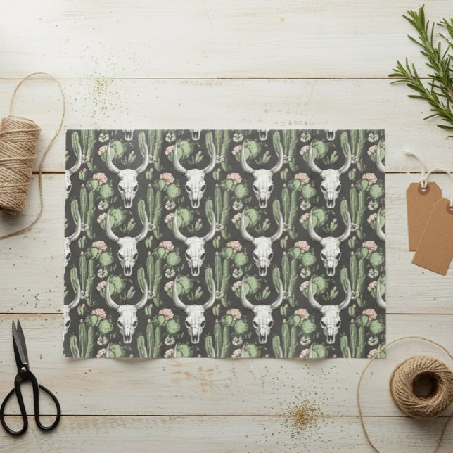Papel De Seda Calavera de vaca occidental y cactus (Subido por el creador)