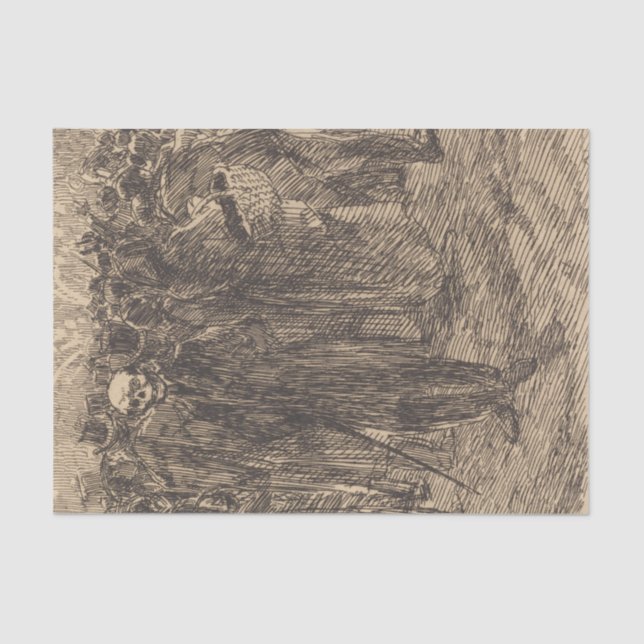 Papel De Seda Calavera en la multitud (por Albert Besnard) (Anverso)