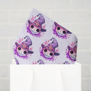 Papel De Seda Calavera en un sombrero de bruja patrón caprichoso
