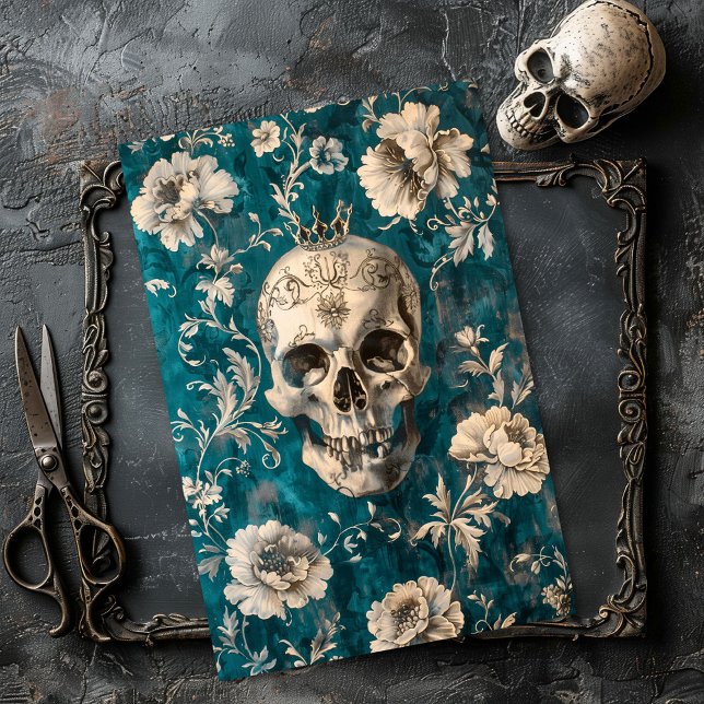 Papel De Seda Calavera esquelética gótica de Halloween antigua d (Subido por el creador)