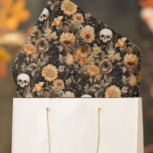 Papel De Seda Calavera floral de otoño espeluznante