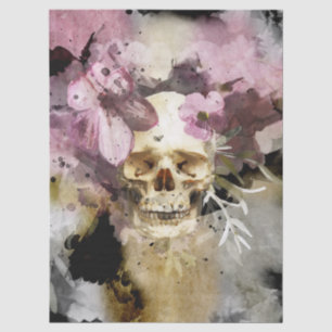 Papel De Seda Calavera Floral Decoupage Acuarela