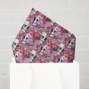 Papel De Seda Calavera floral rosa espeluznante