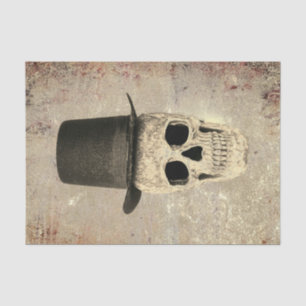 Papel De Seda Calavera Gótica Con Sombrero De Copa Alto Textura 