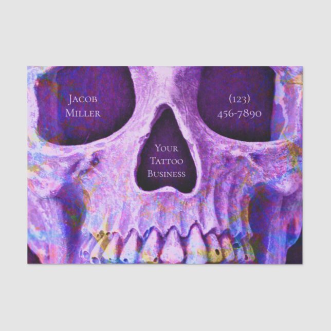 Papel De Seda Calavera gótica frente a una tienda de tatuajes az (Anverso)