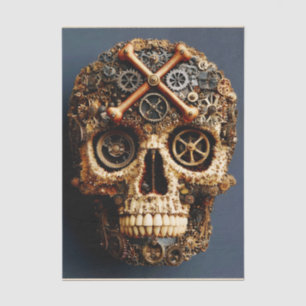 Papel De Seda Calavera Gótica Mecánica Steampunk FF8L Decoupage
