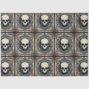 Papel De Seda Calavera gótica negra, ornamento de telaraña