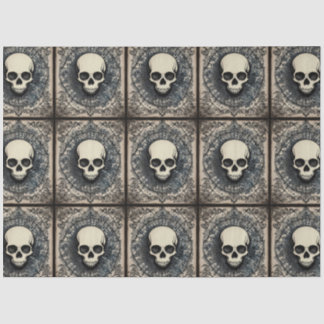 Papel De Seda Calavera gótica negra, ornamento de telaraña