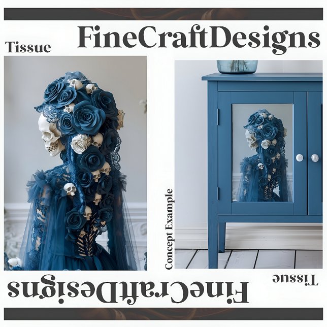 Papel De Seda Calavera gótica y desconchón de marfil Verde azula (Subido por el creador)