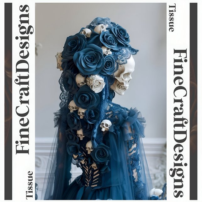 Papel De Seda Calavera gótica y desfalco de marfil Verde azulado (Subido por el creador)