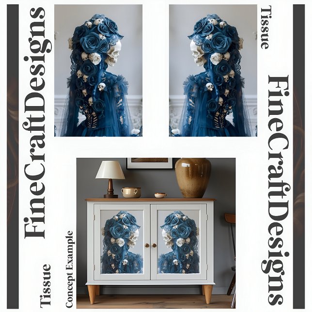 Papel De Seda Calavera gótica y Rosa de marfil Verde azulado des (Subido por el creador)