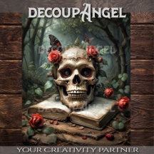 Calavera gótica y Rosas - Desnuda