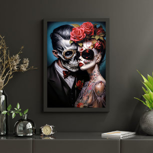 Papel De Seda Calavera Monstruo Amor Pareja Punk Gótico Decoupag