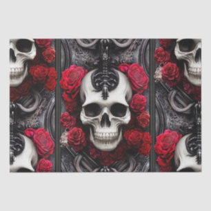 Papel De Seda Calavera oscura y gótica y muria de Rosas
