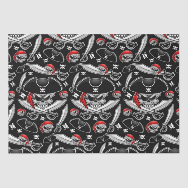 Papel De Seda Calavera pirata con sabers cruzados (Anverso)
