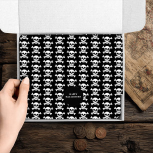 Papel De Seda Calavera pirata y huesos cruzados de Halloween