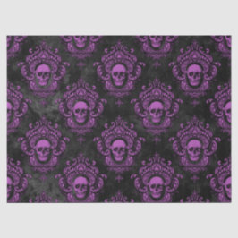 Papel De Seda Calavera púrpura y descomposición gris gótico