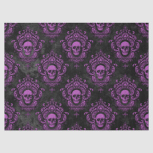 Papel De Seda Calavera púrpura y descomposición gris gótico