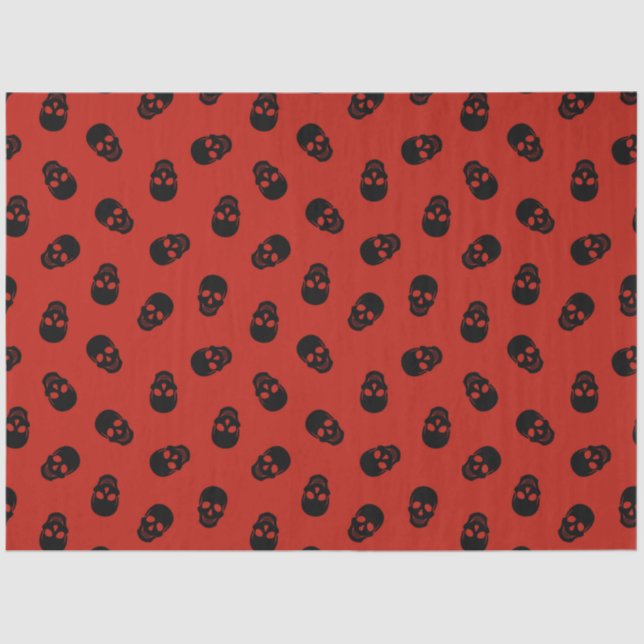 Papel De Seda Calavera roja de Halloween de época moderna (Anverso)