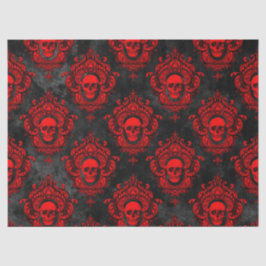 Papel De Seda Calavera roja y desorden gótico negro