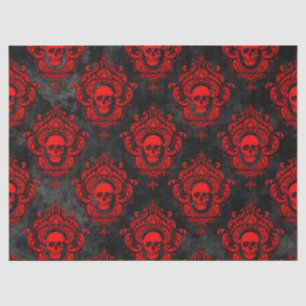 Papel De Seda Calavera roja y desorden gótico negro