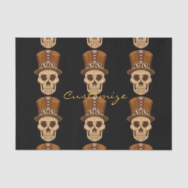 Papel De Seda Calavera Steampunk en Top Hat Thunder_Cove (Anverso)