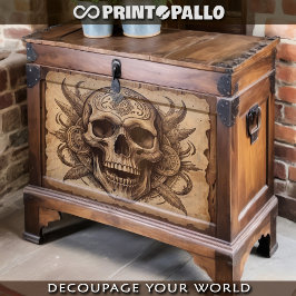 Papel De Seda Calavera tribal en pergamino