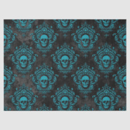 Papel De Seda Calavera Verde azulada y desenlace gótico gris osc