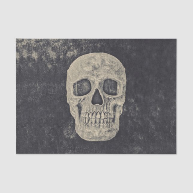 Papel De Seda Calavera Vintage Gris Beige Gótico (Anverso)