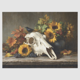 Papel De Seda Calavera y Cuervo Estilismo de Otoño en Decoupage
