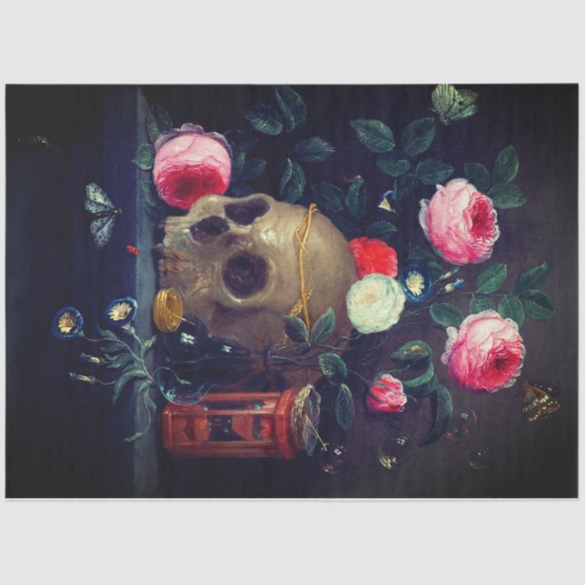 Papel De Seda Calavera y rosas (Anverso)