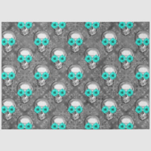 Papel De Seda Calaveras de Turquesa y Diseño de la Serie de Gira